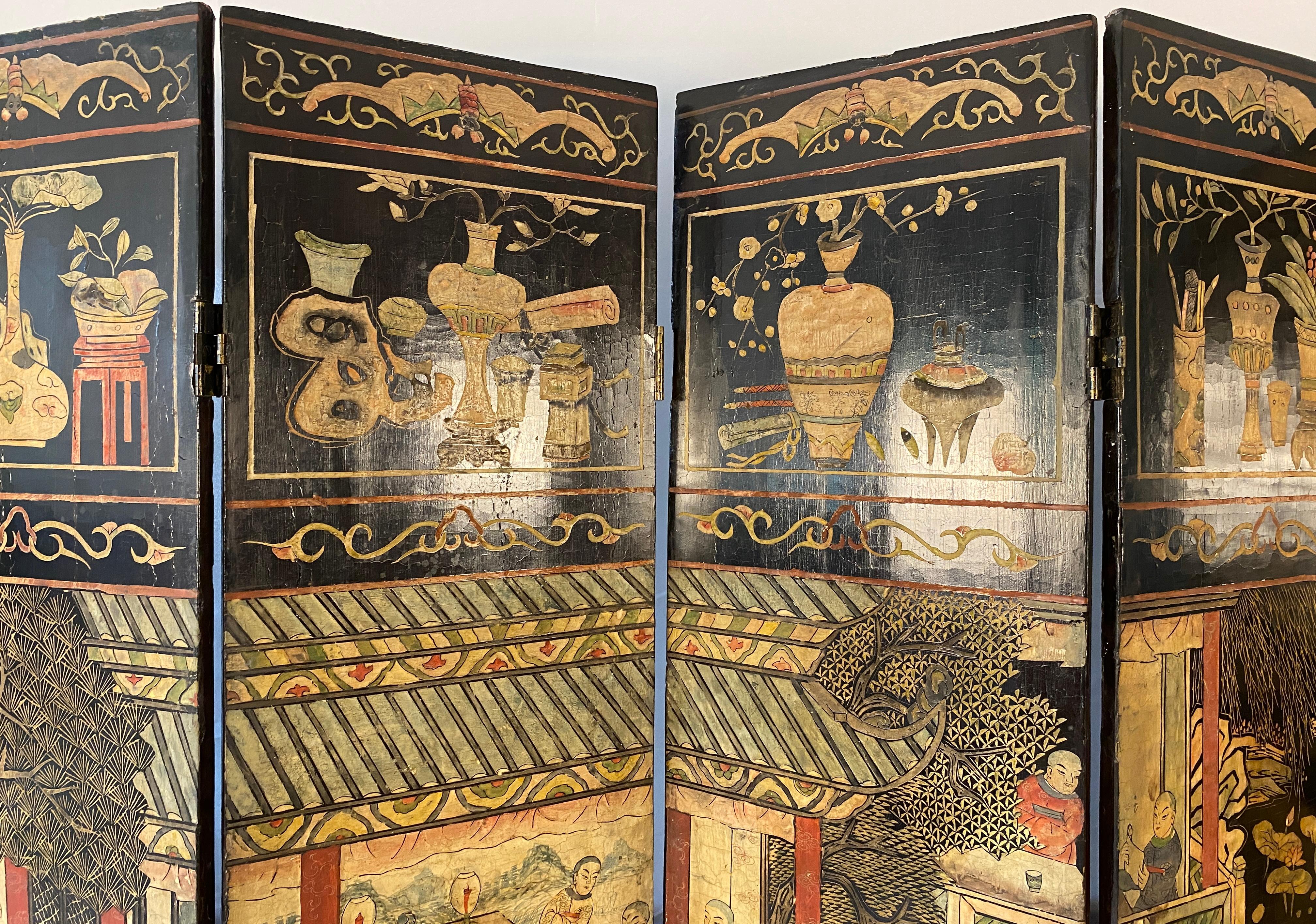 Early 19th Century Coromandel Eight Panel Chinese Screen For Sale 5