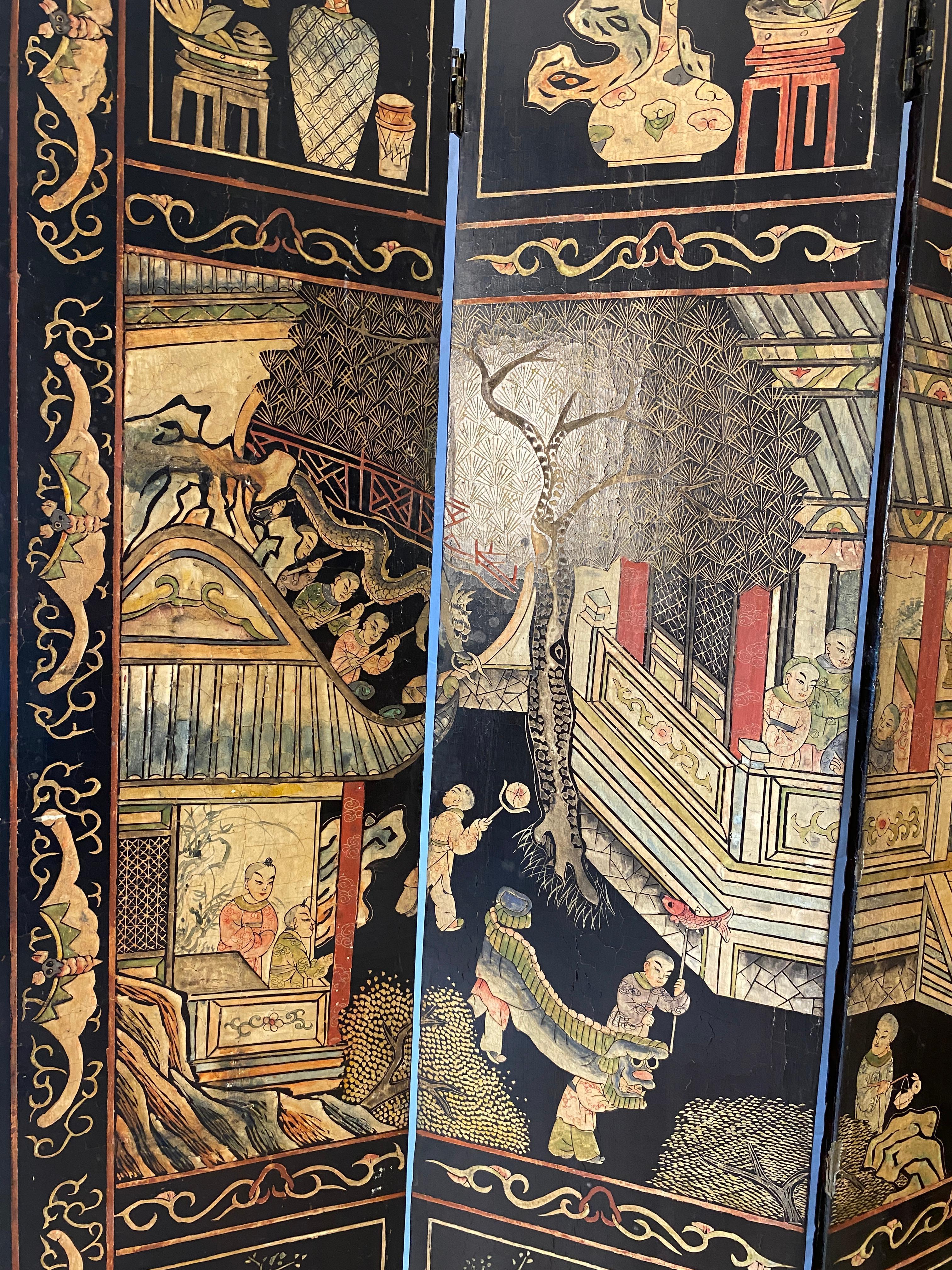 Chinesischer Coromandel-Raumteiler mit acht Tafeln aus dem frühen 19. Jahrhundert im Angebot 10