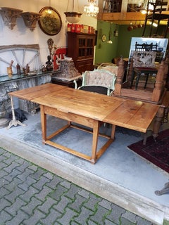 Early 19th Century Elm Wooden Extension Table with Drawer