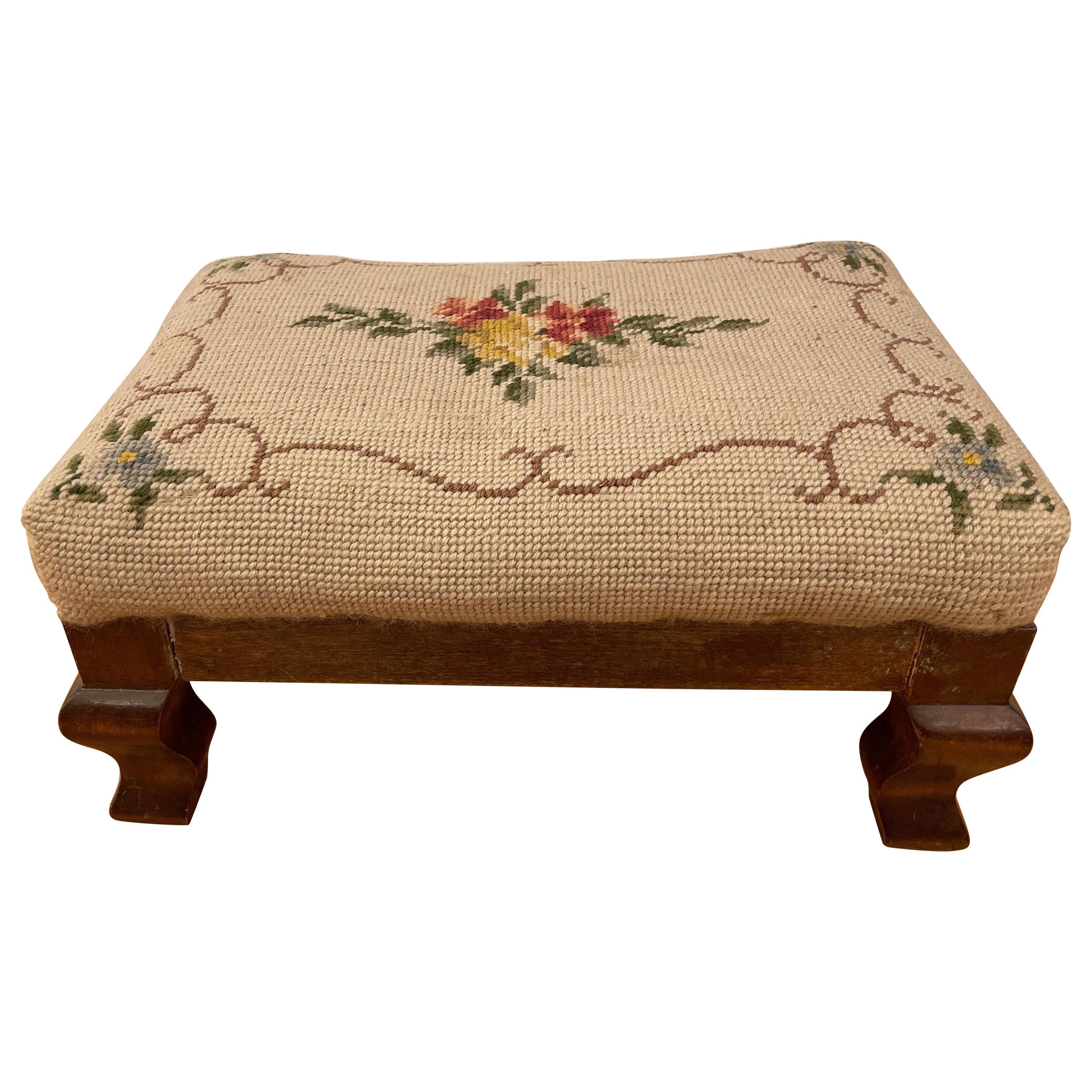 Early 19th Century Embroidered Footrest
