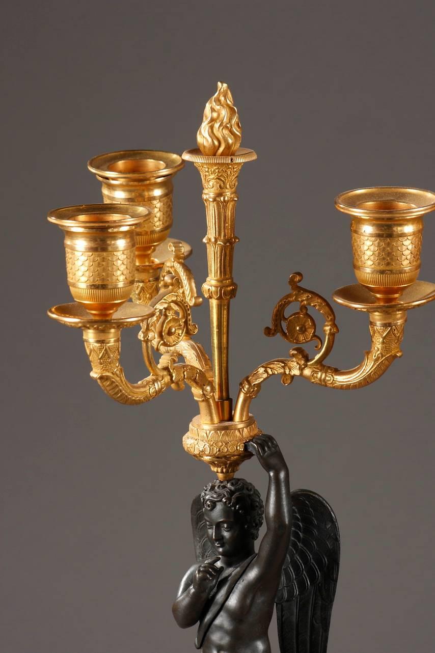 Candelabros Imperio de principios del siglo XIX en Bueno estado para la venta en Paris, FR