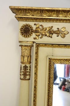 Early 19th Century Empire Carved Gilded and Lacquered Wood Large Wall Mirror