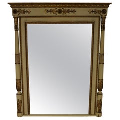 Early 19th Century Empire Carved Gilded and Lacquered Wood Large Wall Mirror
