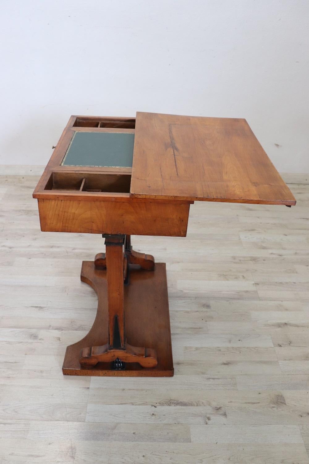 Early 19th Century Empire Cherry Wood Antique Side Table with Internal Desk Top 10
