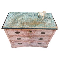 Early 19th Century Empire Chest with Painted Faux Marble Top