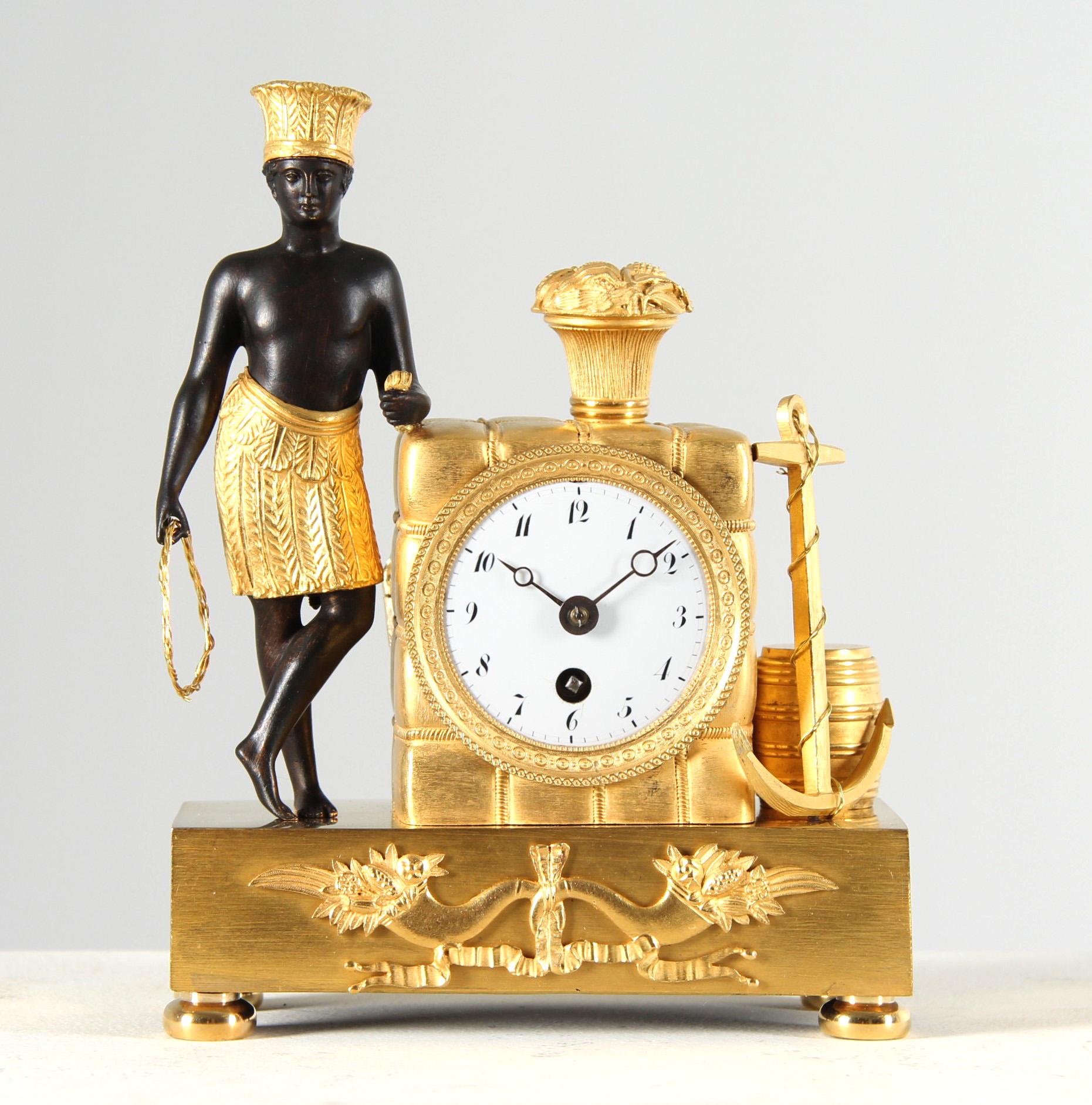 Bronze Early 19th Century Empire Clock, Miniature Matelot 