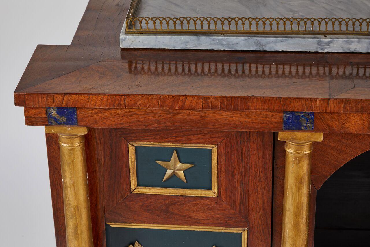 Early 19th Century Empire Console Cabinet with Parcel-Gilt and Lapis Details For Sale 3