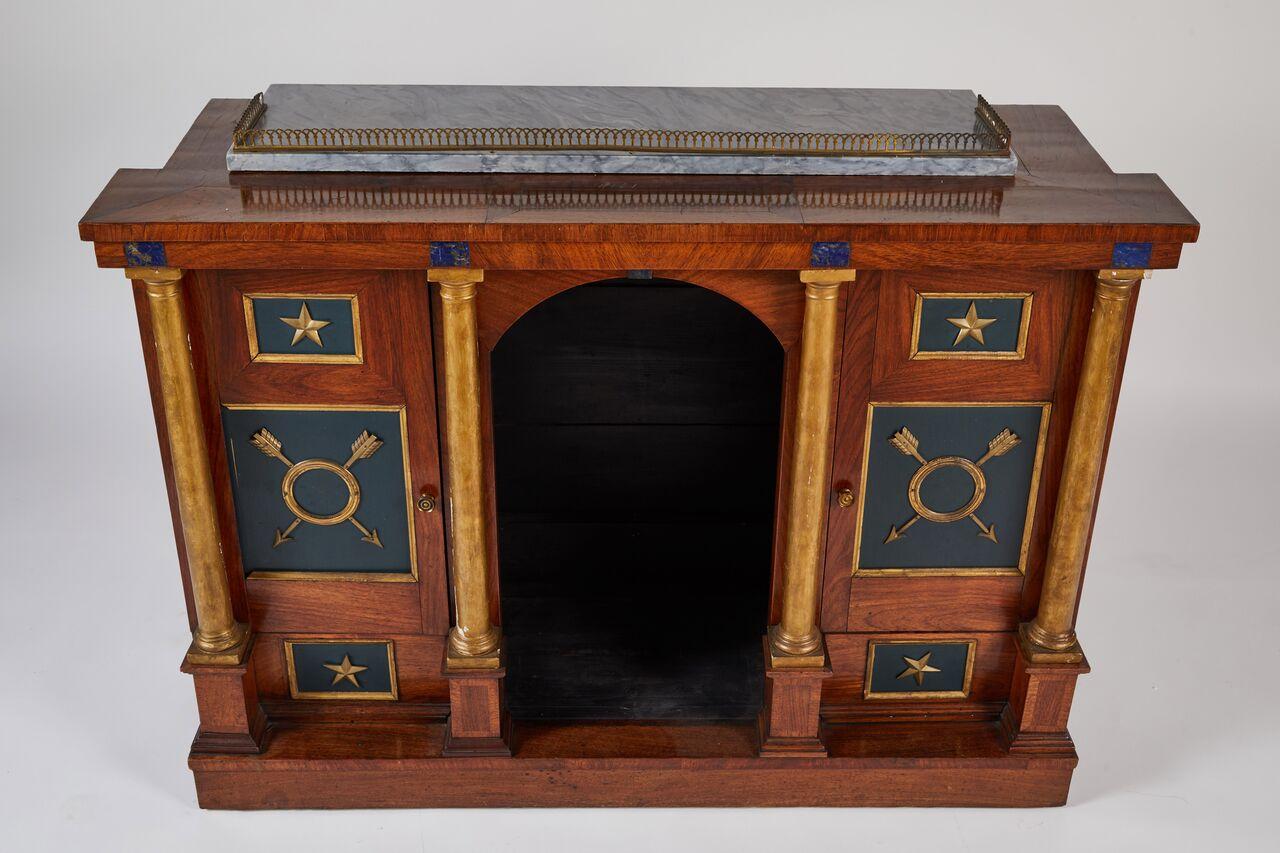 Early 19th Century Empire Console Cabinet with Parcel-Gilt and Lapis Details For Sale 4
