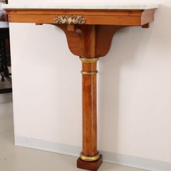 Early 19th Century Empire Console Table in Cherry Wood and Marble Top