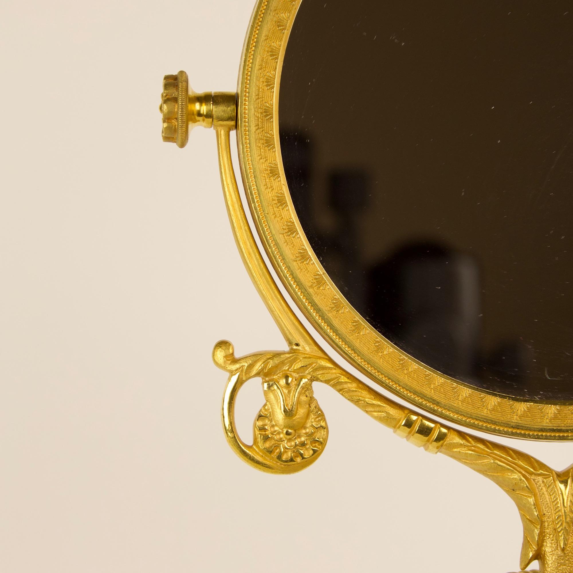 Early 19th Century Empire Female Bacchantes Caryatids Gilt Bronze Table Mirror 7