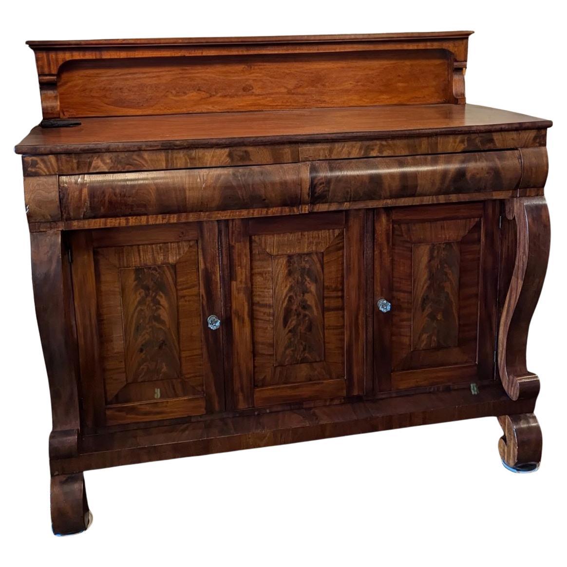 Early 19th Century Empire Flame Mahogany Sideboard