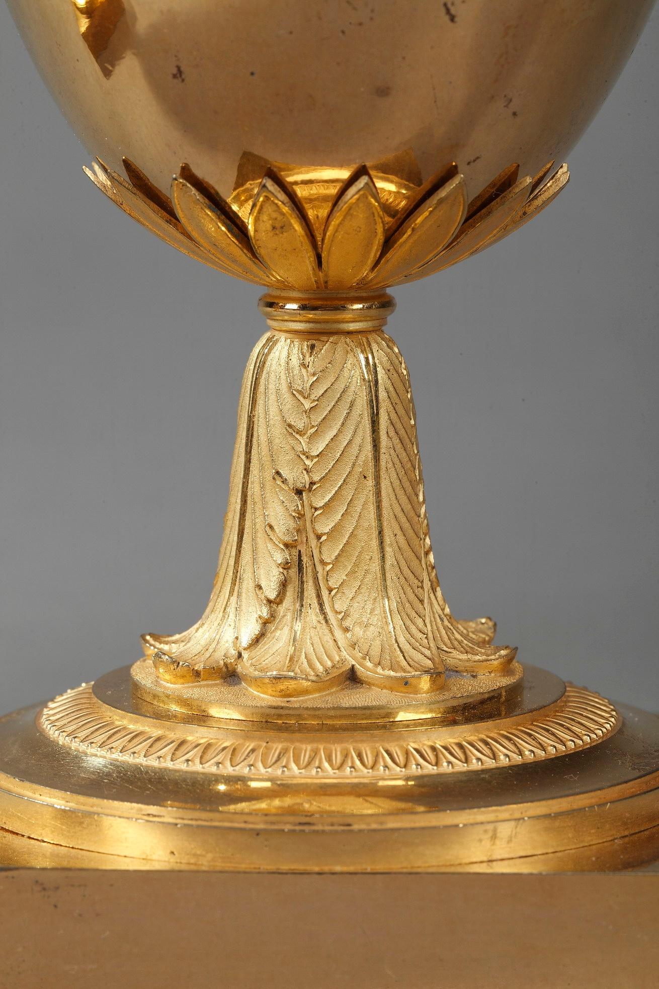 Early 19th Century Empire Gilt Bronze Centerpiece Vases 1