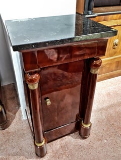 Early 19th Century Empire Mahogany Black Marble French Side Table Small Locker
