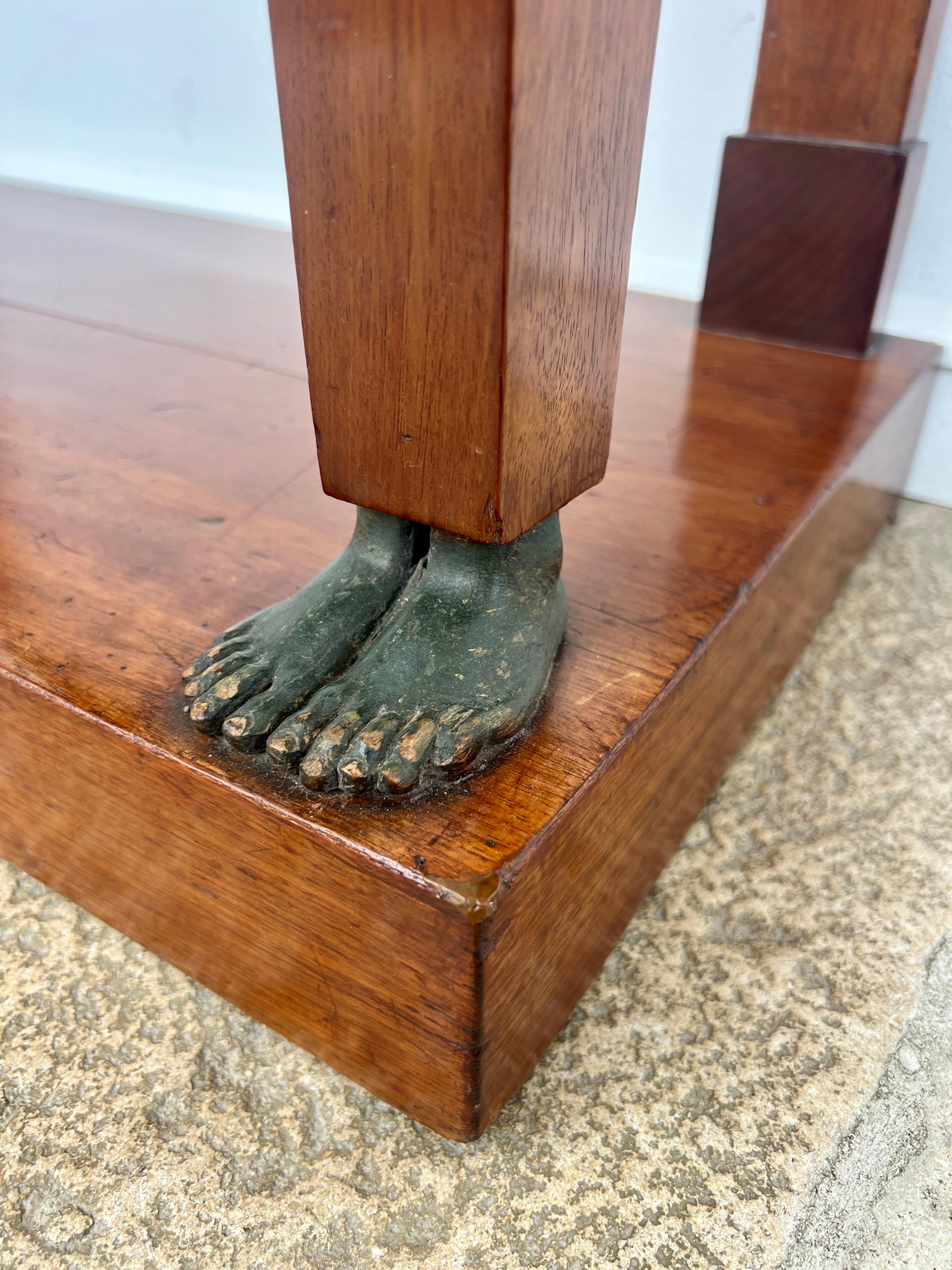 Early 19th Century Empire Mahogany Console Table with Marble Top For Sale 1