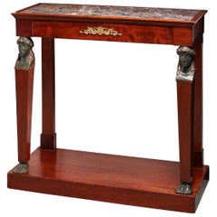 Early 19th Century Empire Mahogany Console Table with Marble Top