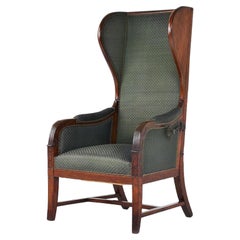 Early 19th Century Empire Mahogany Reclining Wing Back Armchair