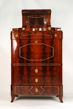 Bureau secrétaire Empire en acajou du début du 19e siècle, vers 1810