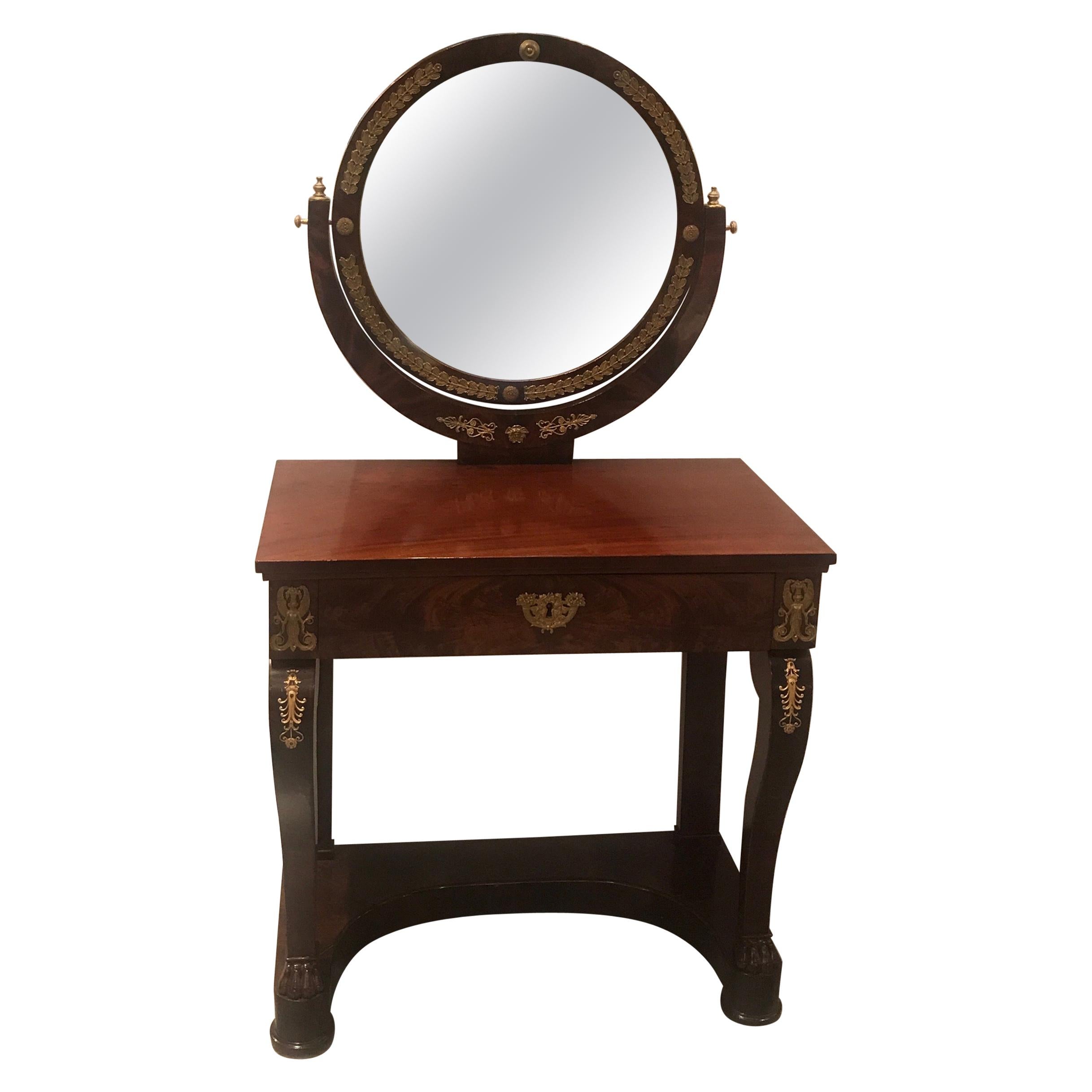 Early 19th Century Empire Mahogany Vanity with Ormolu Mounts