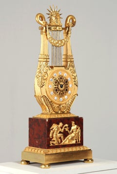 Early 19th Century Empire Mantel Clock in shape of a Lyre, Paris, circa 1815