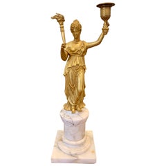 Early 19th Century Empire Ormolu and Marble Candleholder