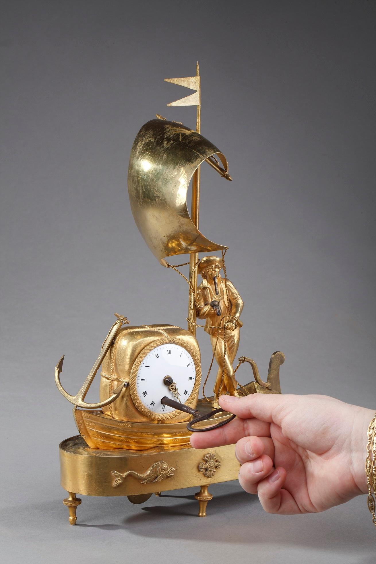 Early 19th Century Empire Ormolu Clock The Sailor 8
