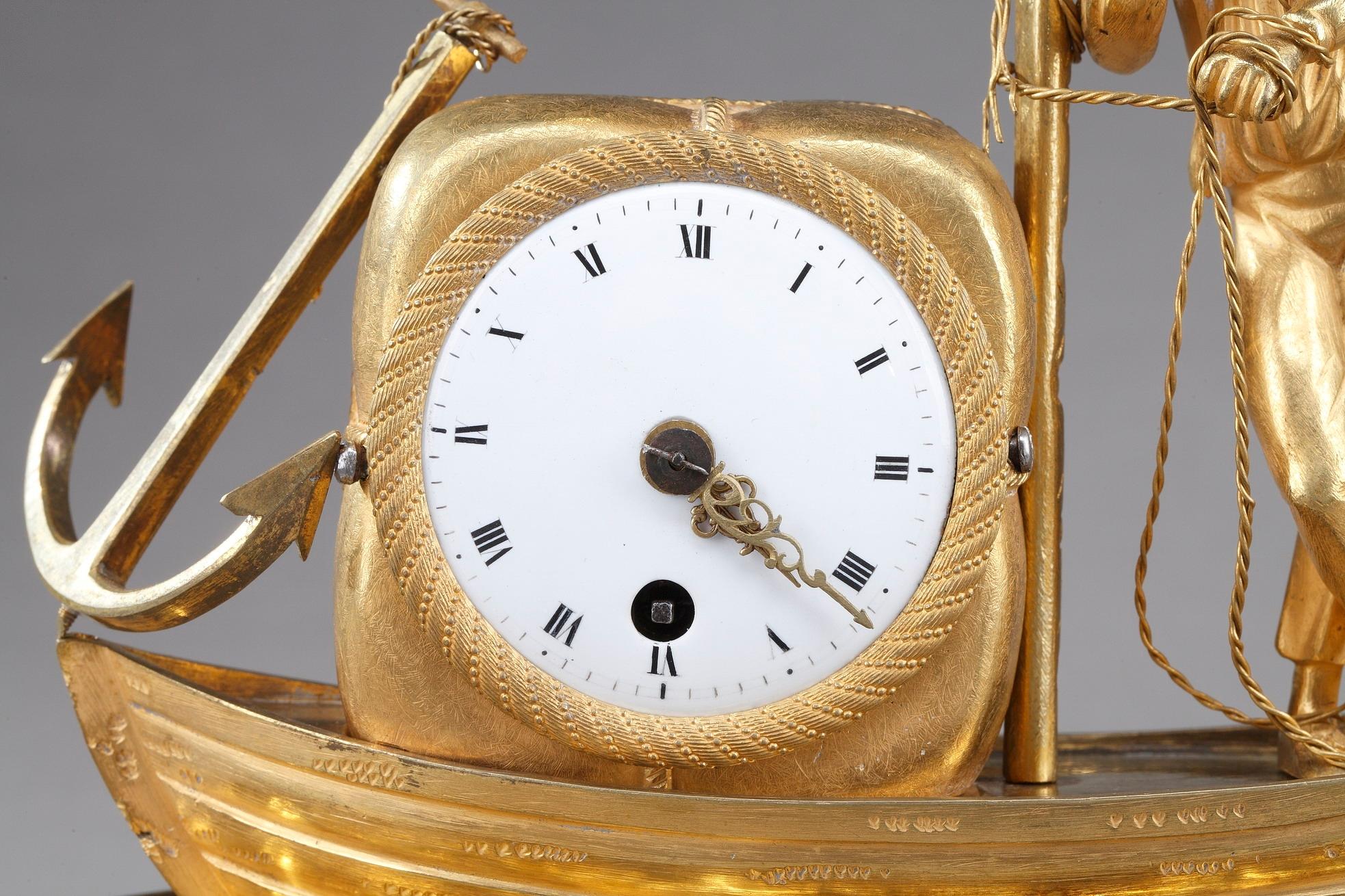 French Early 19th Century Empire Ormolu Clock The Sailor