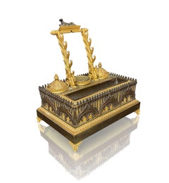 Early 19th Century Empire Patinated Bronze & Ormolu Inkwell, France