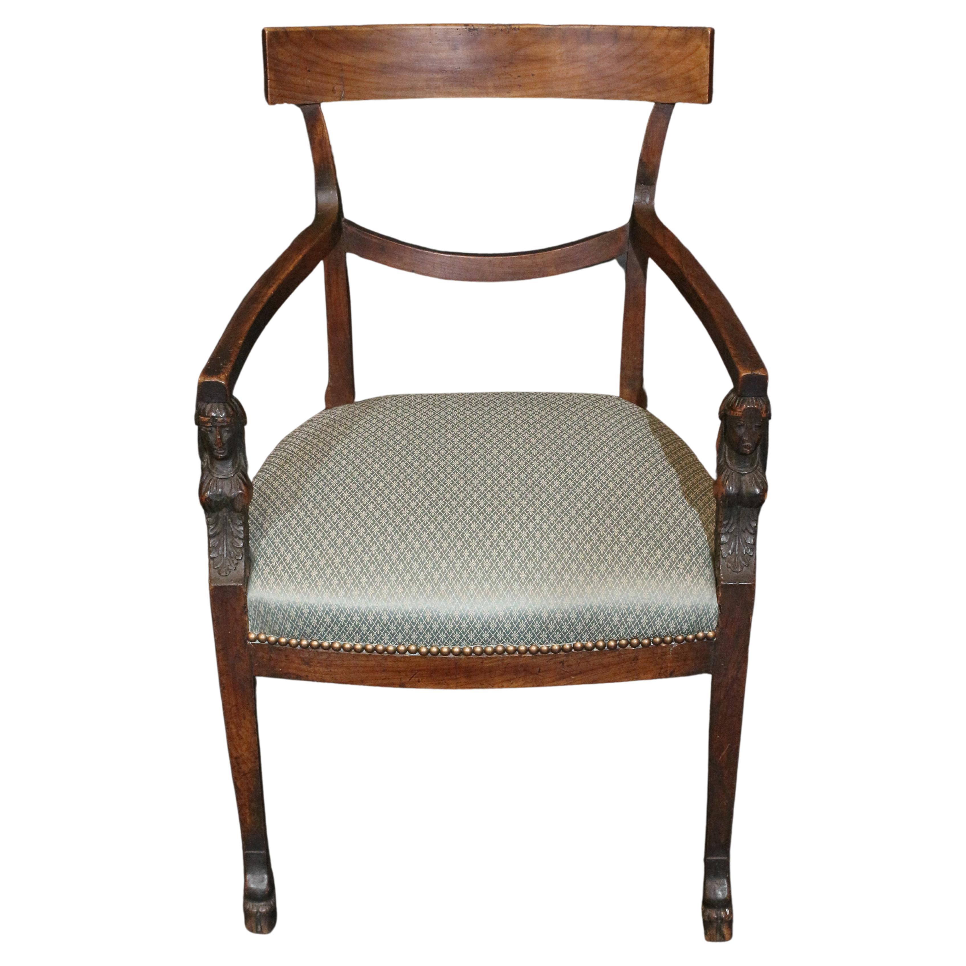 Early 19th Century Empire Period Fauteuil (or Open Arm Chair), French