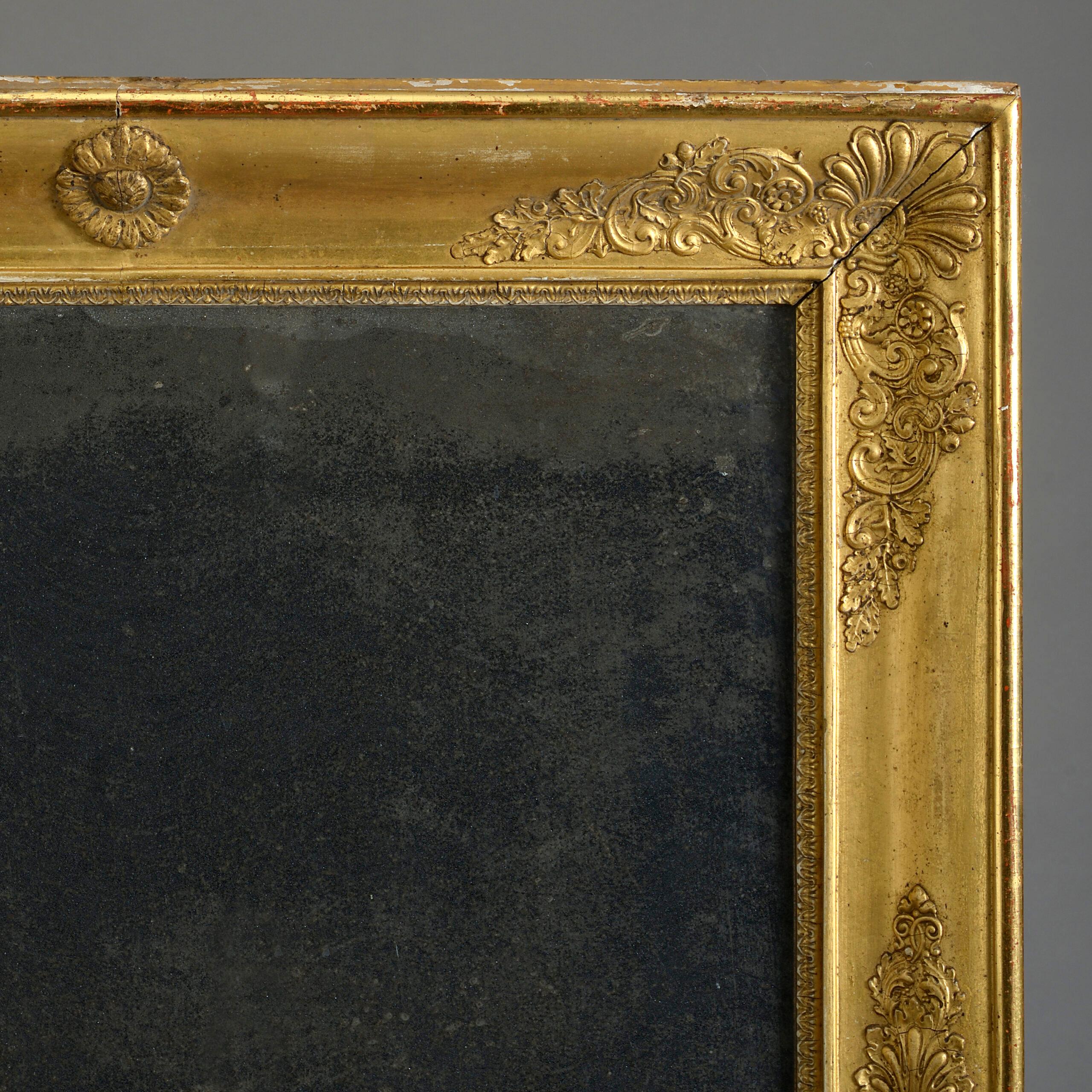 French Early 19th Century, Empire Period Giltwood Mirror