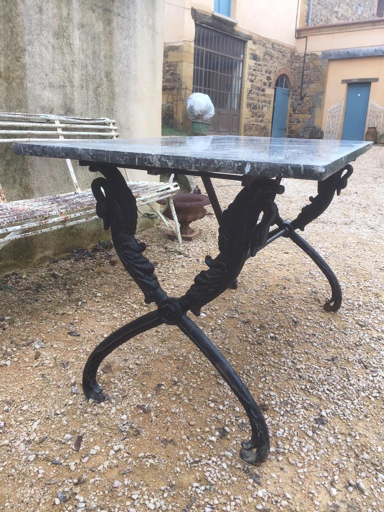 Early 19th Century, Empire Period Gooseneck Base Marble Table 1