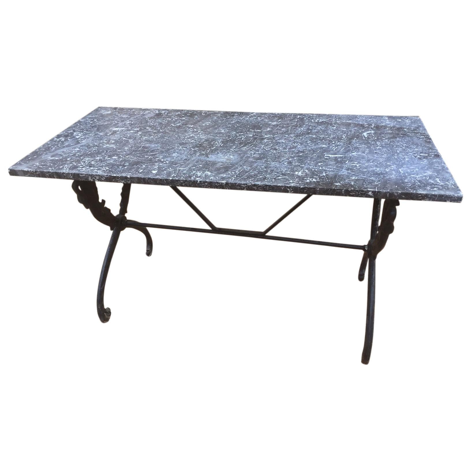 Early 19th Century, Empire Period Gooseneck Base Marble Table