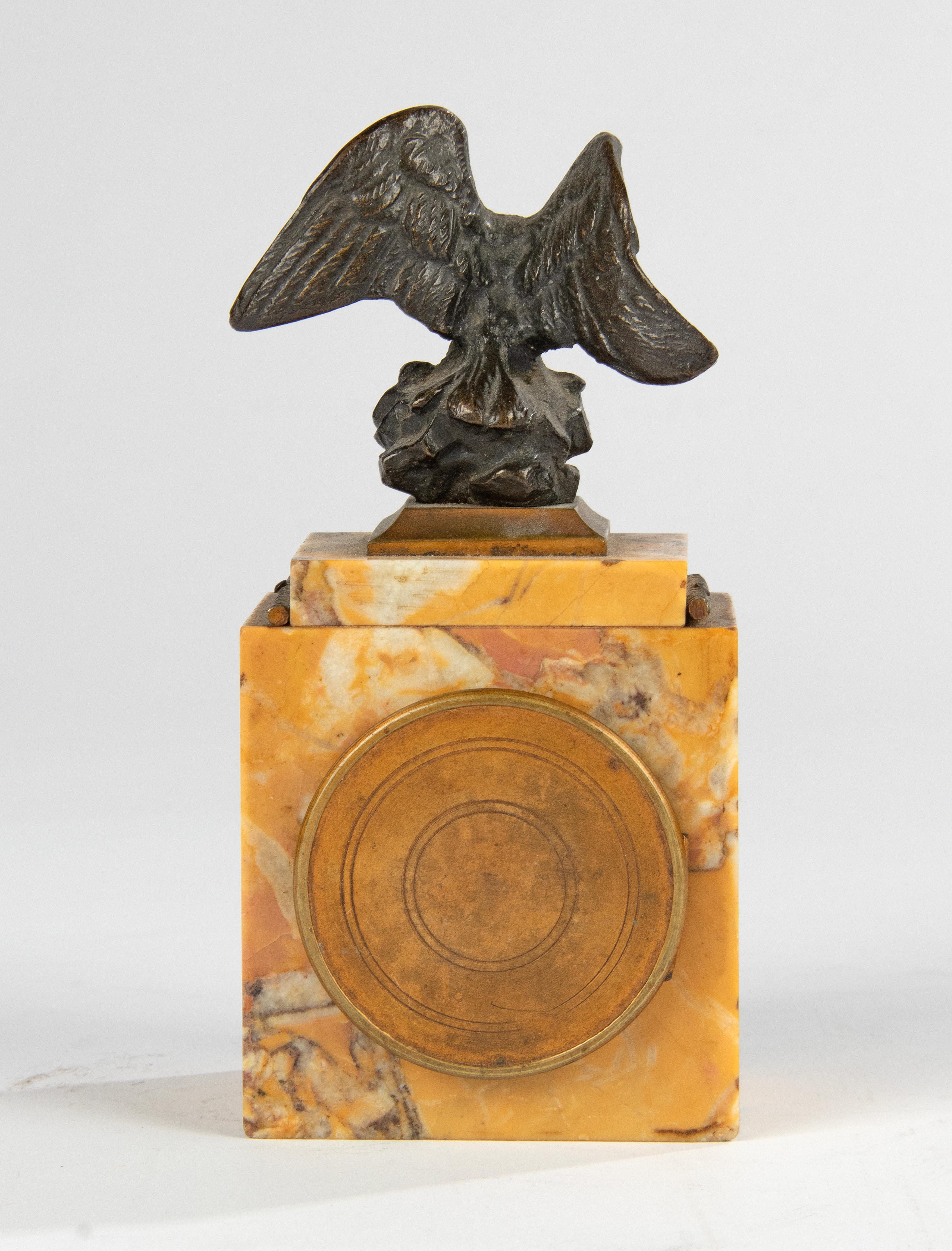 Early 19th Century Empire Period Siena Marble Small Desk Clock 5