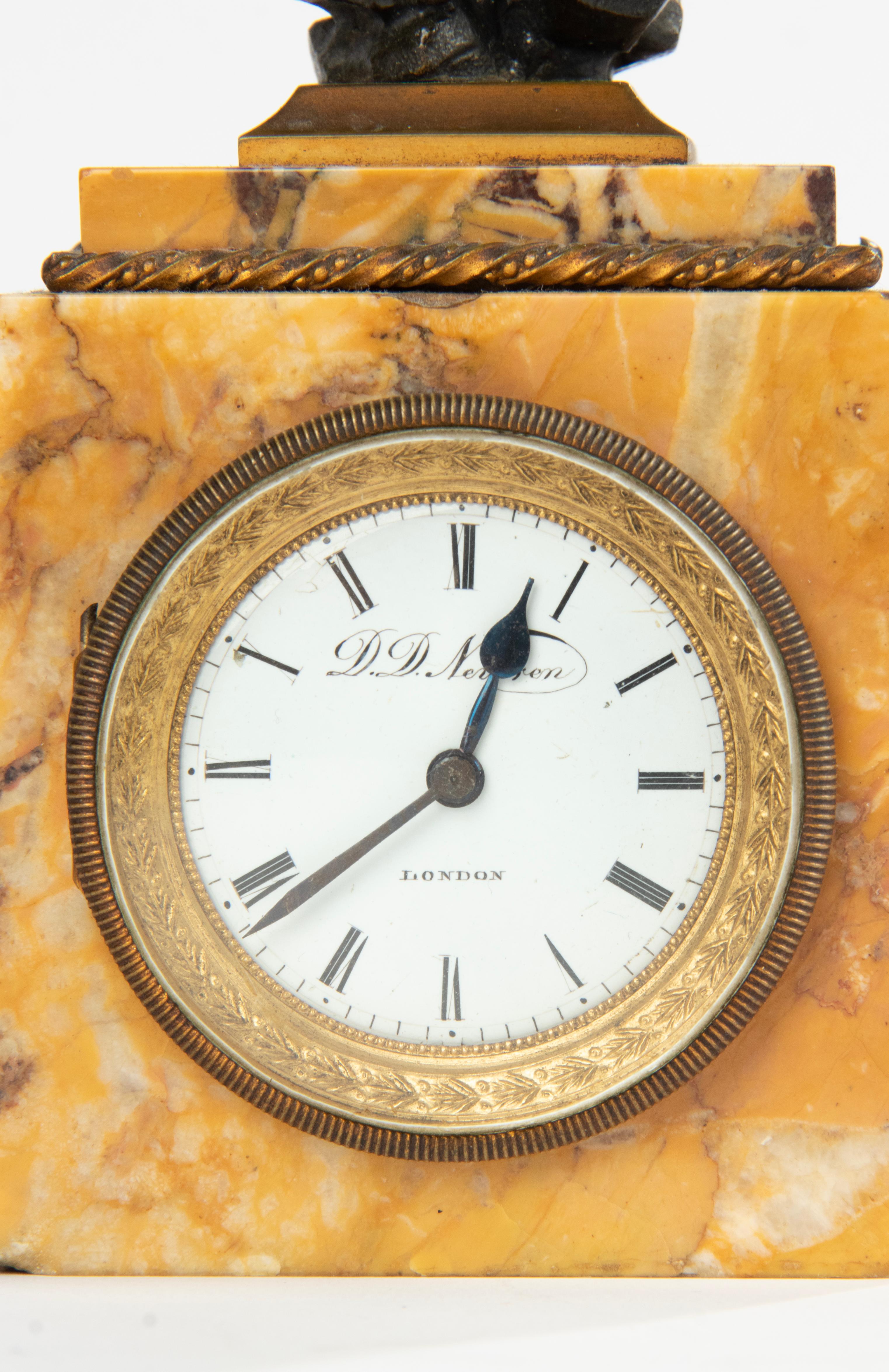 Early 19th Century Empire Period Siena Marble Small Desk Clock 4