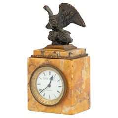 Early 19th Century Empire Period Siena Marble Small Desk Clock