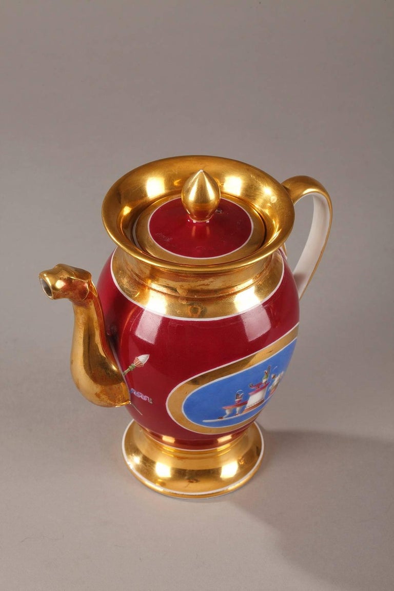 Early 19th Century Empire Porcelain Set Coffee Pot and Pitcher at 1stDibs