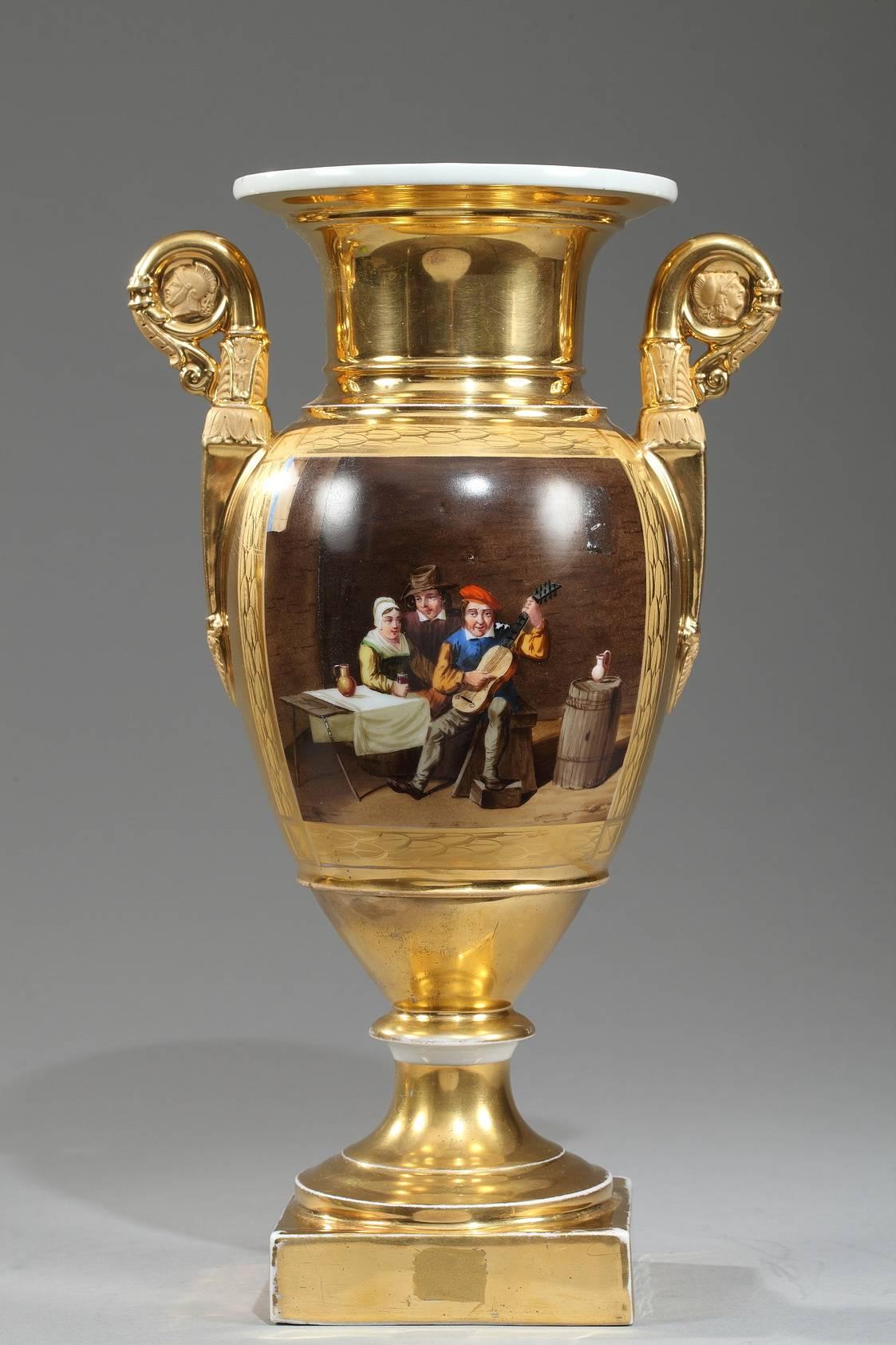 Early 19th Century Empire Porcelain Vases with Cabaret Scenes 2