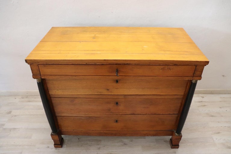 Early 19th Century Empire Solid Walnut Antique Chest of Drawers For