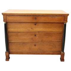Early 19th Century Empire Solid Walnut Antique Chest of Drawers