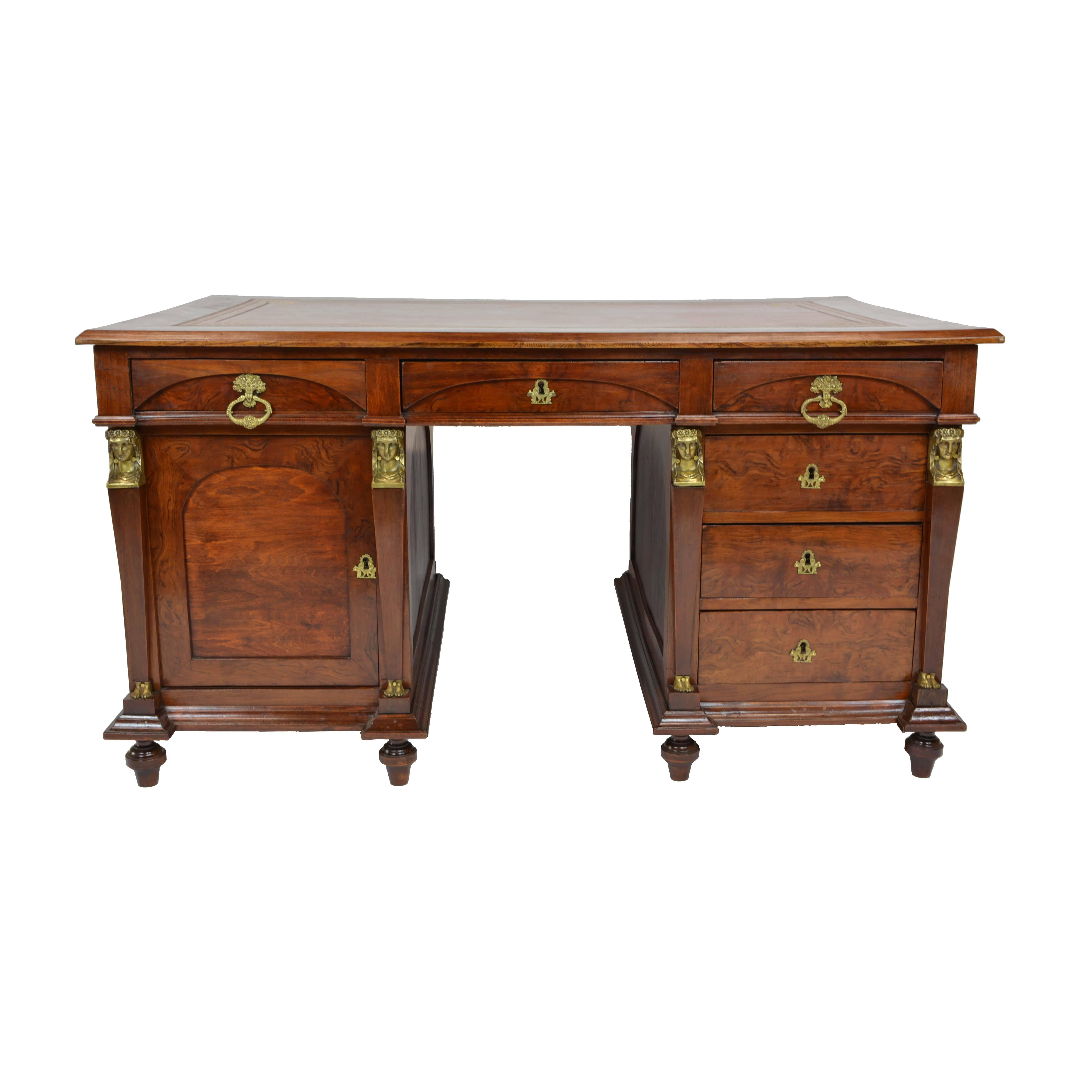Early 19th Century Empire Style Leather Top Desk 2