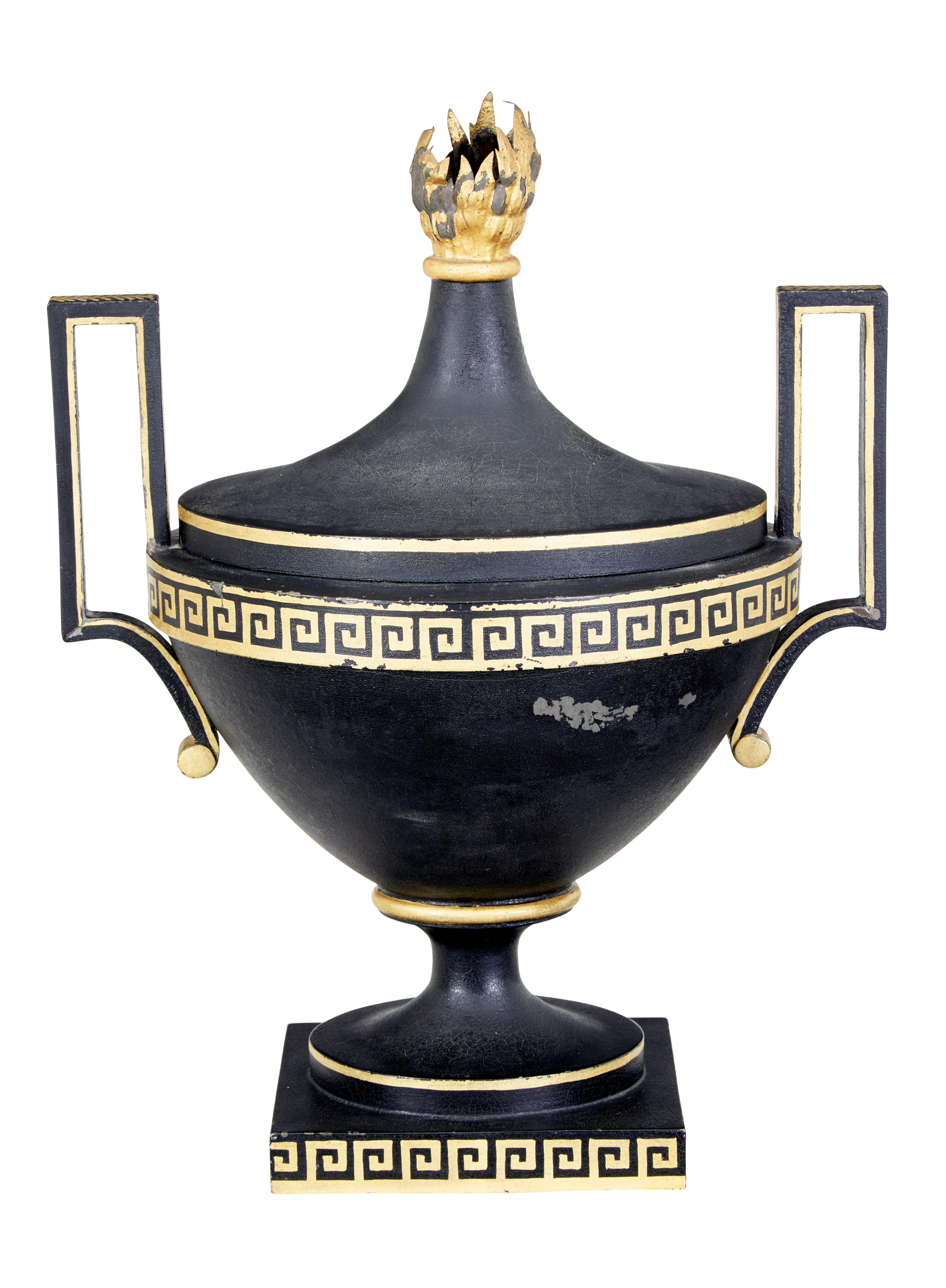Swedish Early 19th Century Empire Toleware Decorative Urn For Sale