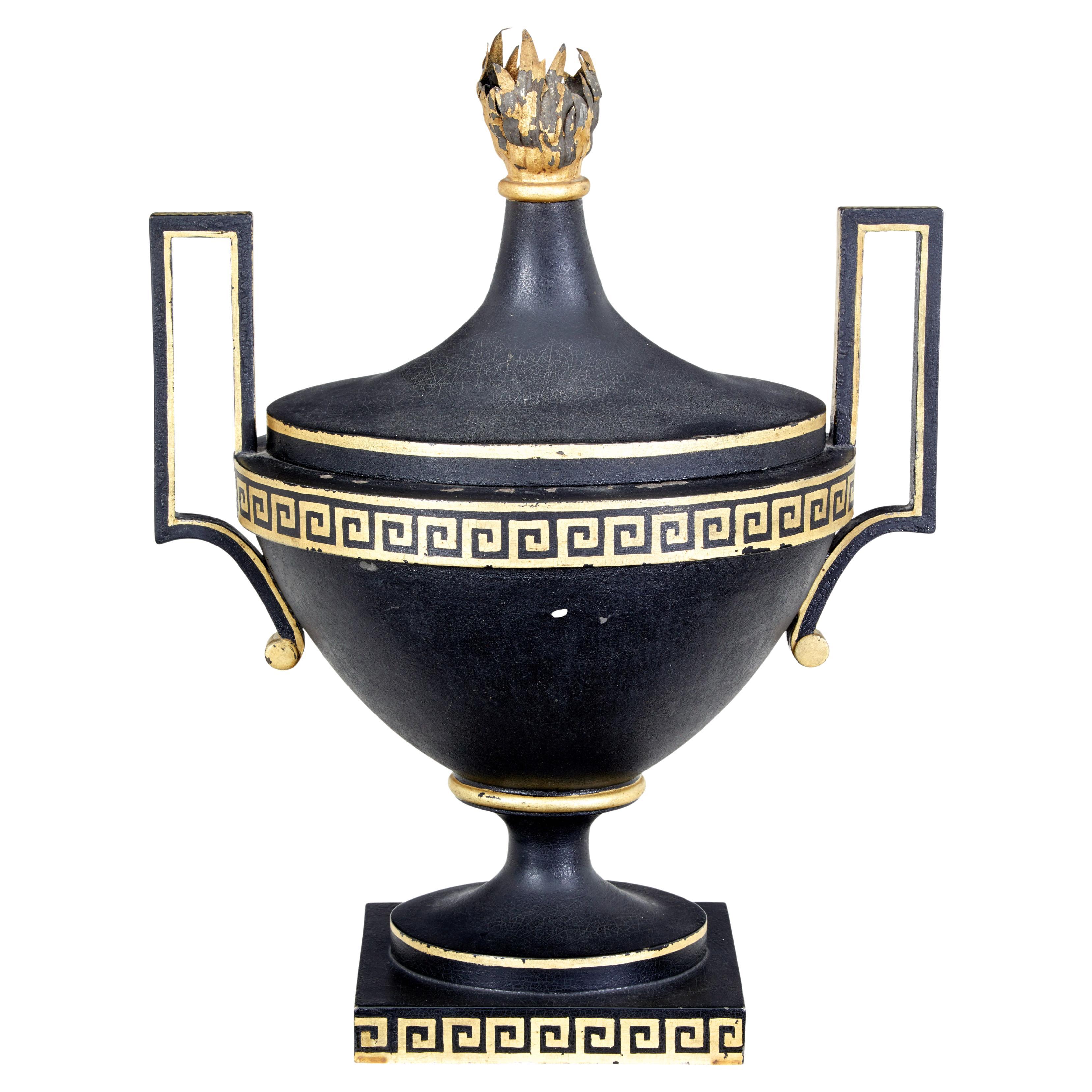 Early 19th Century Empire Toleware Decorative Urn For Sale