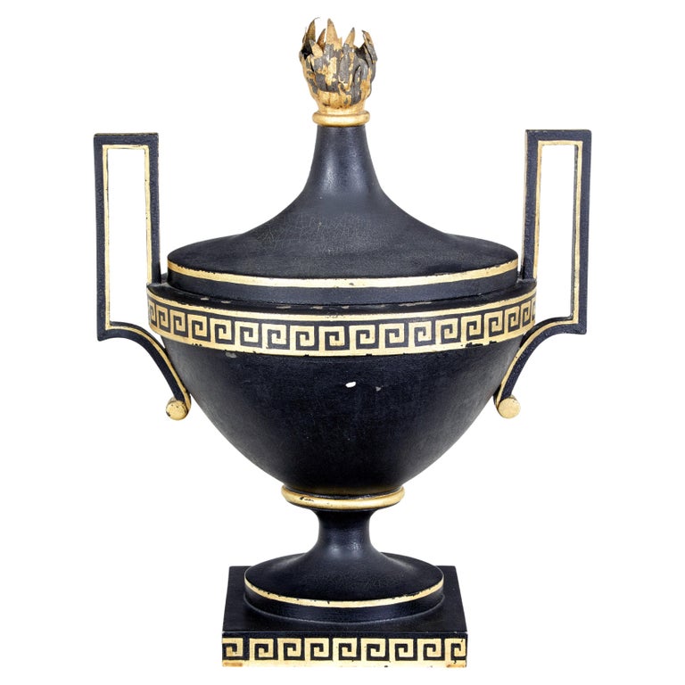 Early 19th century Empire toleware decorative urn For Sale at 1stDibs