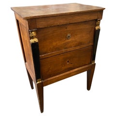 Early 19th Century Empire Walnut Wood Italian Two Drawers Dresser