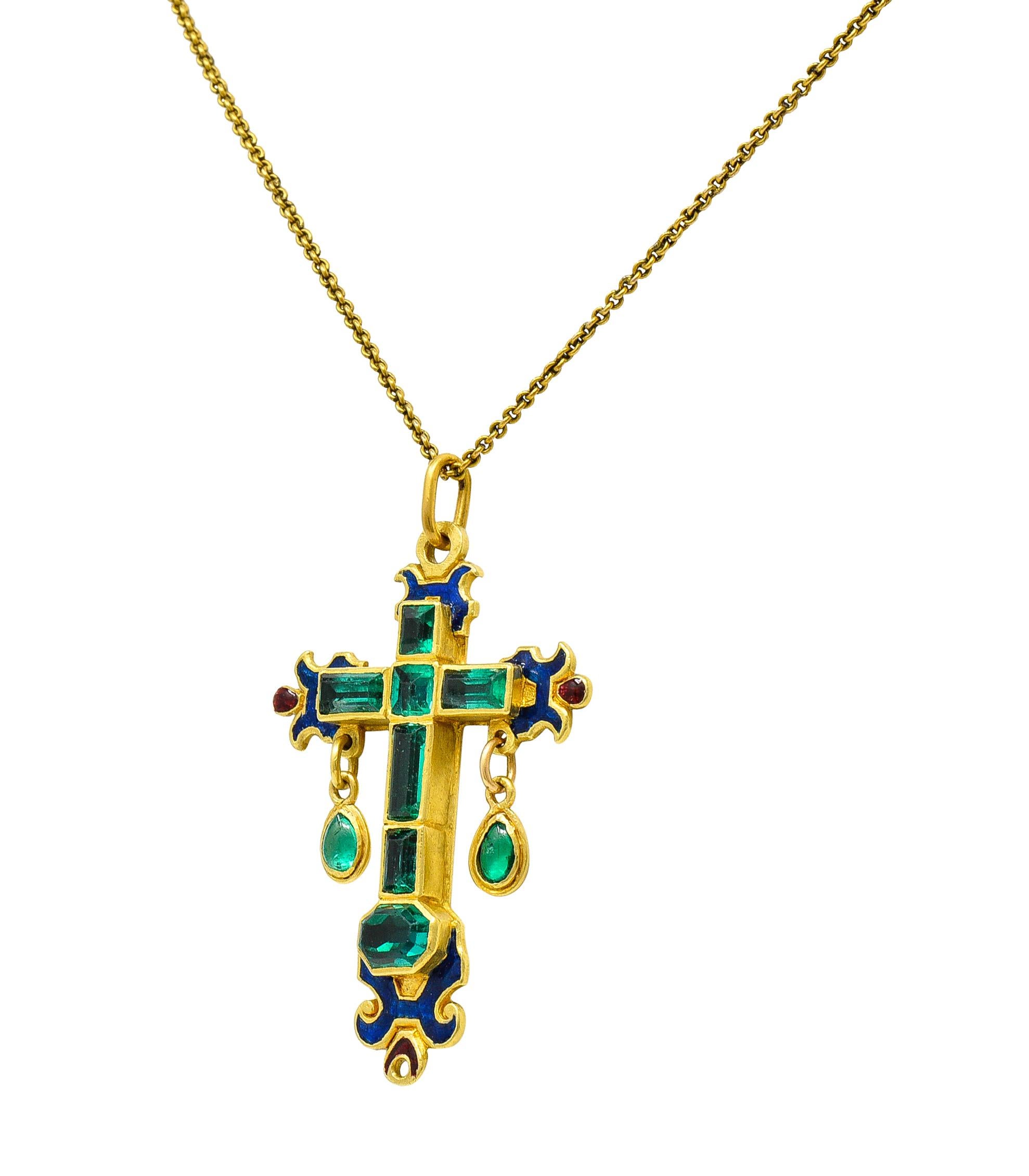 emerald cross necklace gold