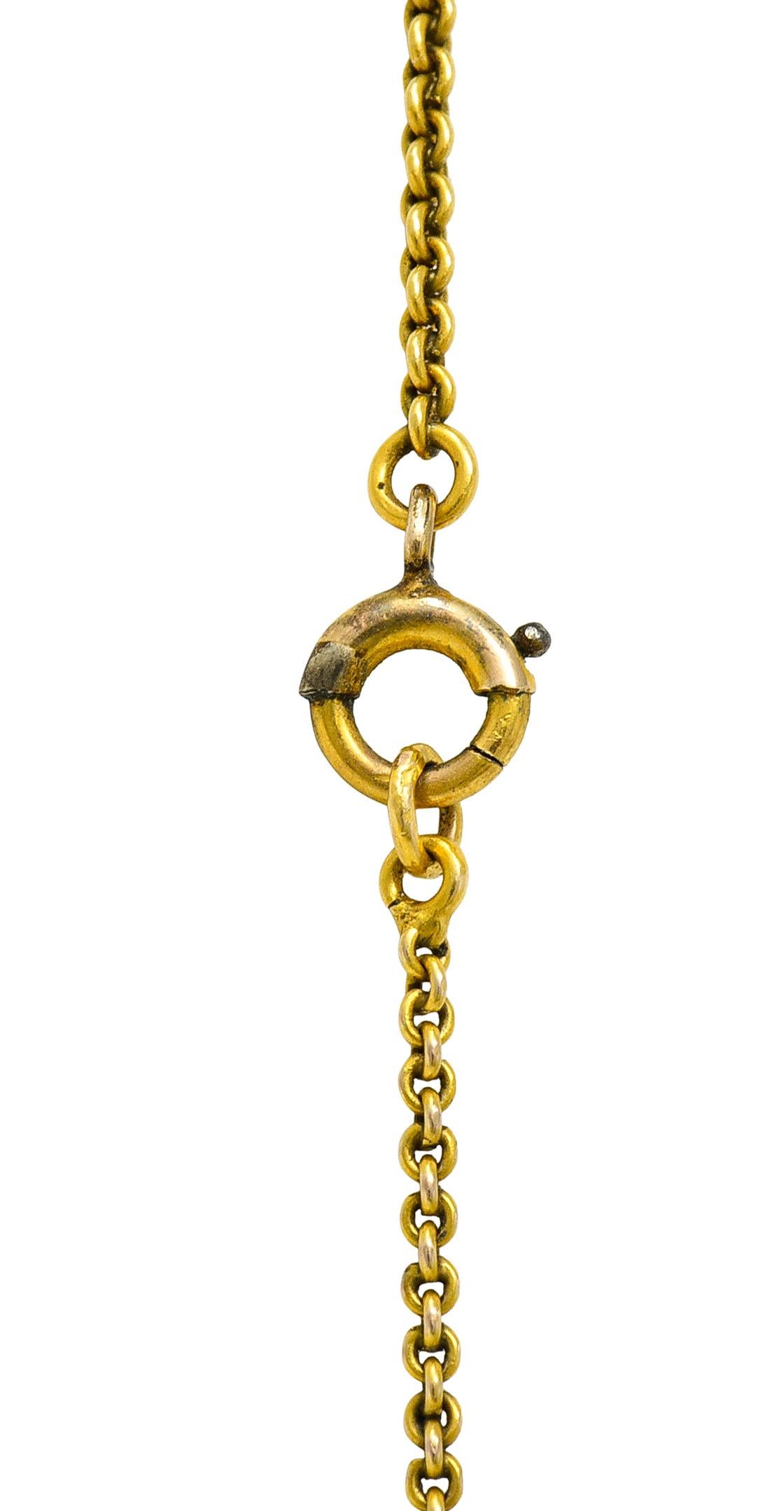 Emerald Cut Early 19th Century Enamel Emerald 22 Karat Yellow Gold Cross Pendant Necklace