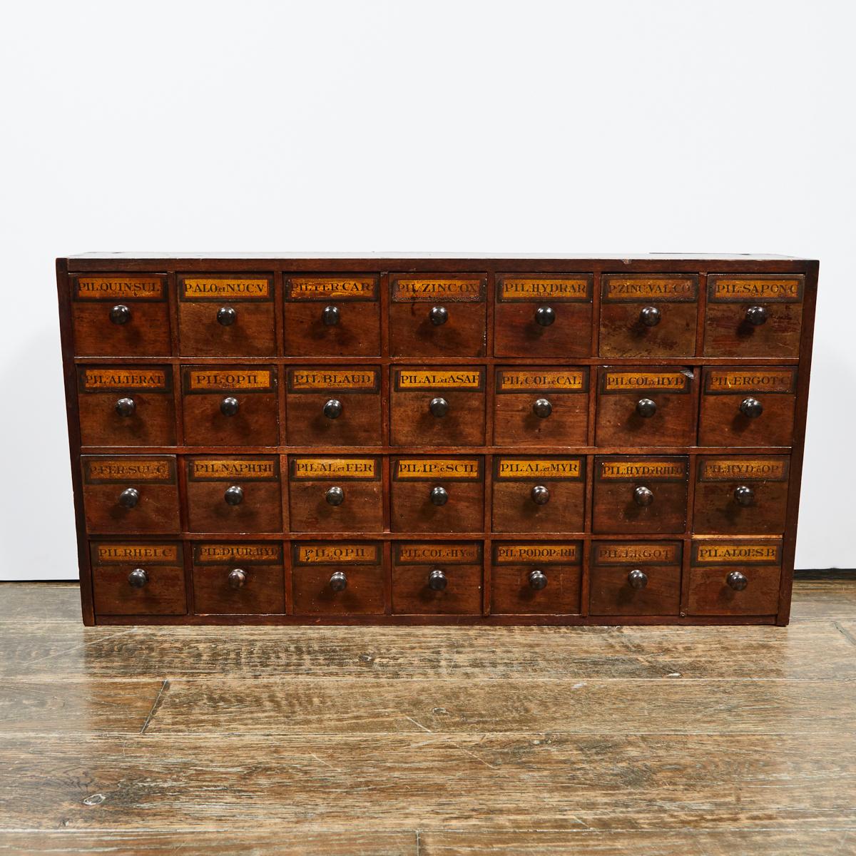 Early 19th Century English Apothecary Wall Chest with Handwritten Labels 2