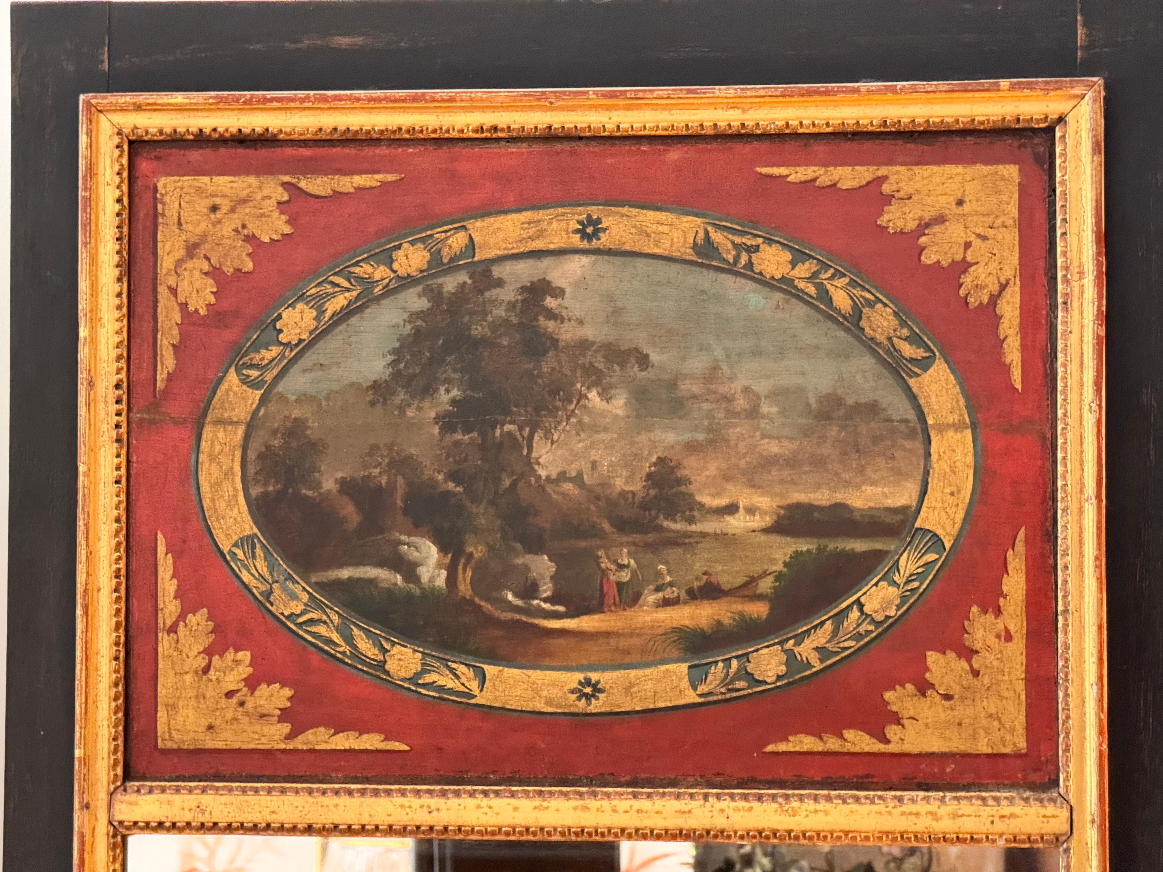 Britannique Miroir d'embarcadère anglais du début du 19e siècle en laque noire en vente