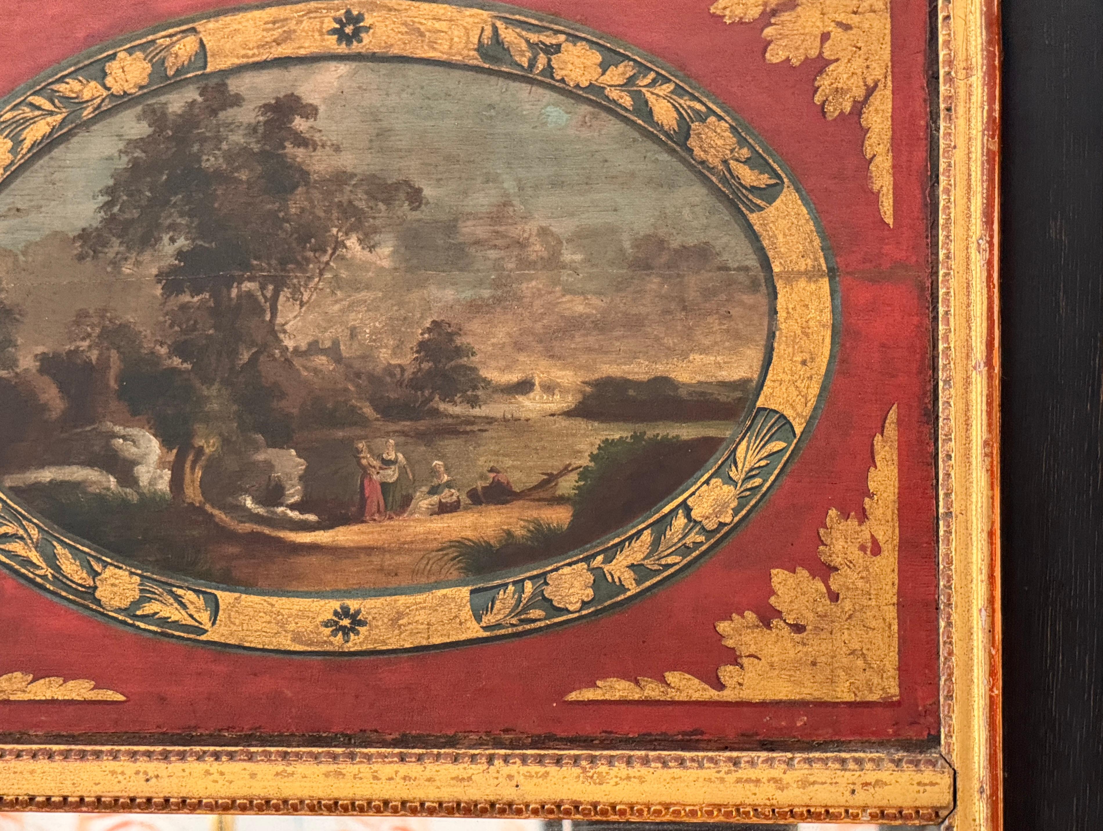 Miroir d'embarcadère anglais du début du 19e siècle en laque noire Bon état - En vente à Charlottesville, VA