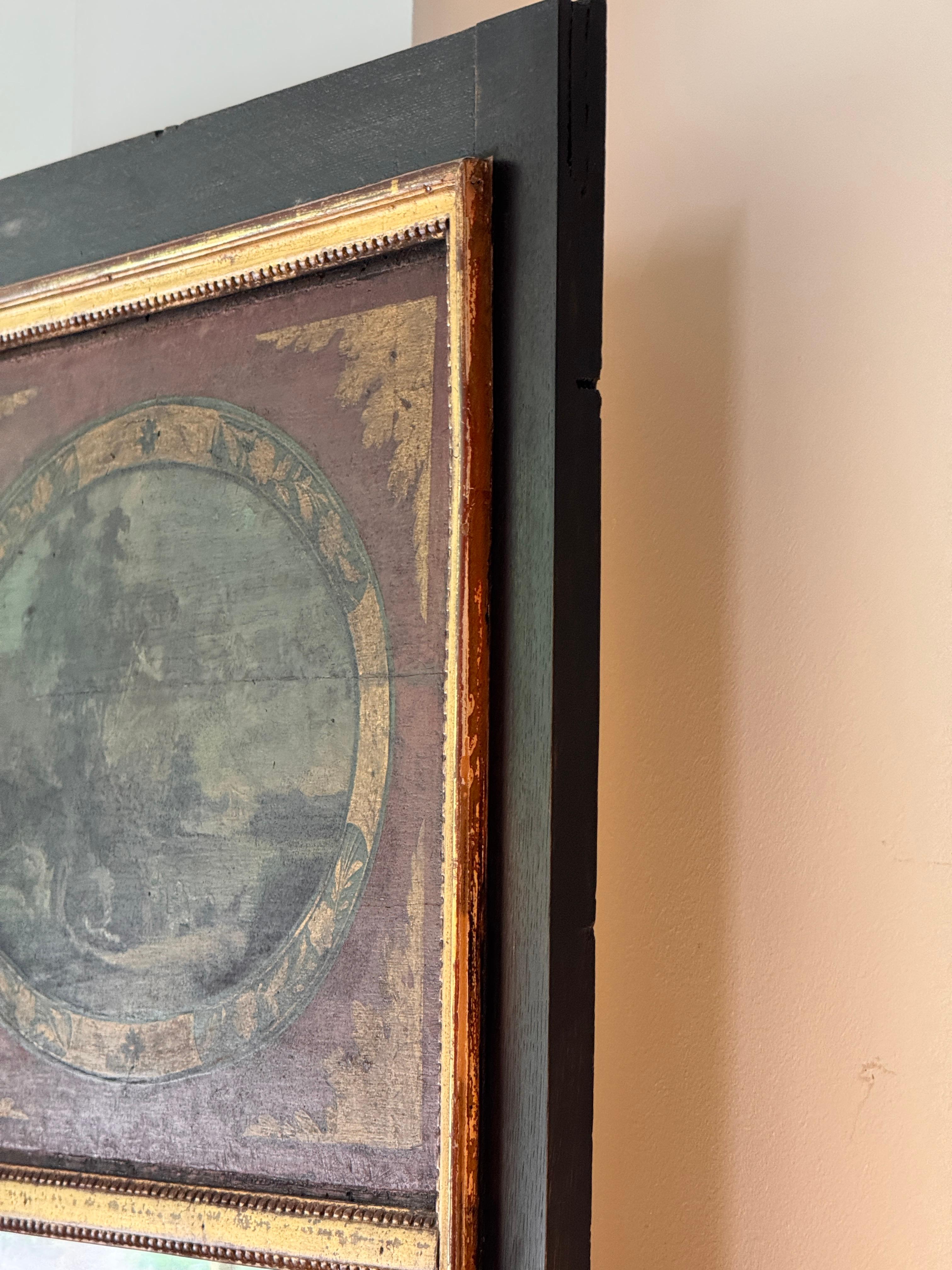 Miroir d'embarcadère anglais du début du 19e siècle en laque noire en vente 1