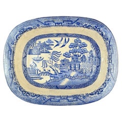 Englische „Blue Willow“-Schale aus dem frühen 19. Jahrhundert, antikes Transferware, ca. 1810–1830